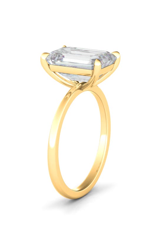 Hautecarat 18k White Gold Emerald Cut Lab Created Diamond Engagement Ring In 18k Yellow Gold