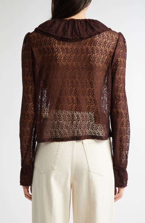 Bode Lace Flounce Blouse In Brown Black