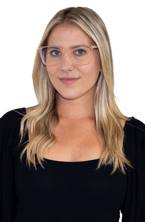 Fifth & Ninth Frankie 62mm Square Blue Light Blocking Glasses In Peach Tan/clear