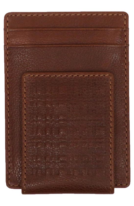 Shop Boconi Leather Money Clip Card Case In Cognac
