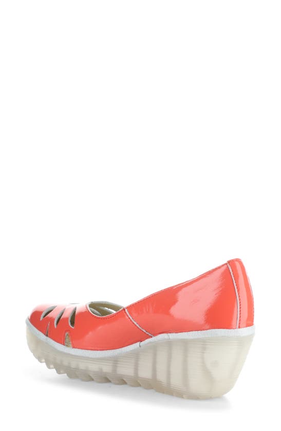 Fly London Yubi Wedge Heel Sandal In Scarlet Nappalak