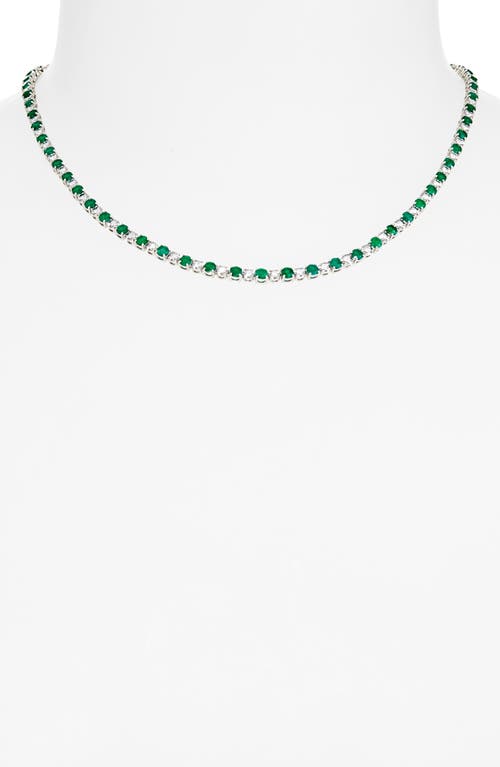 Shop Valani Atelier Emerald & Diamond Eternity Necklace In White Gold/emerald/diamond