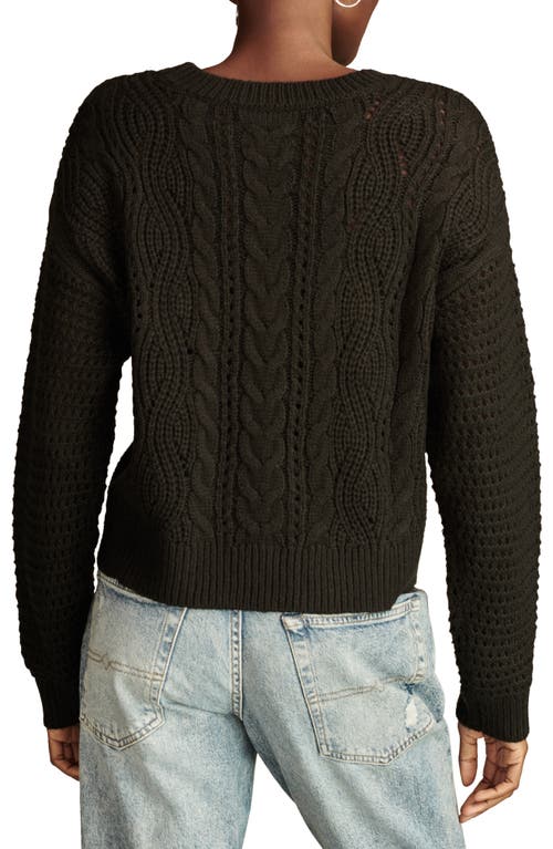 Shop Lucky Brand Romantic Mixed Stitch Sweater In Dark Black