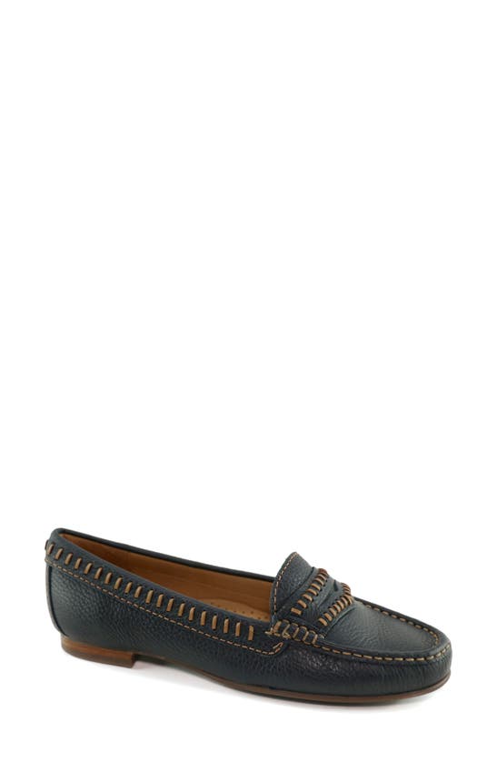 Driver Club Usa Maple Ave Penny Loafer In Navy Tumbled/ Contrast Stitch