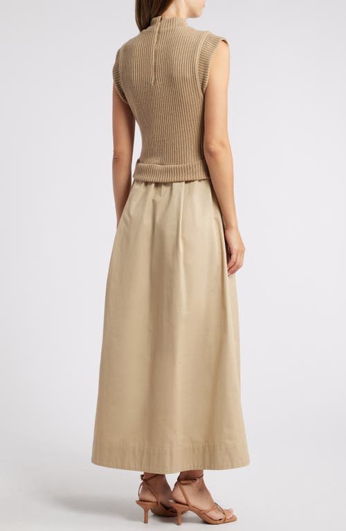 Shop Du Paradis Natalie Mixed Media Maxi Dress In Almond Taupe