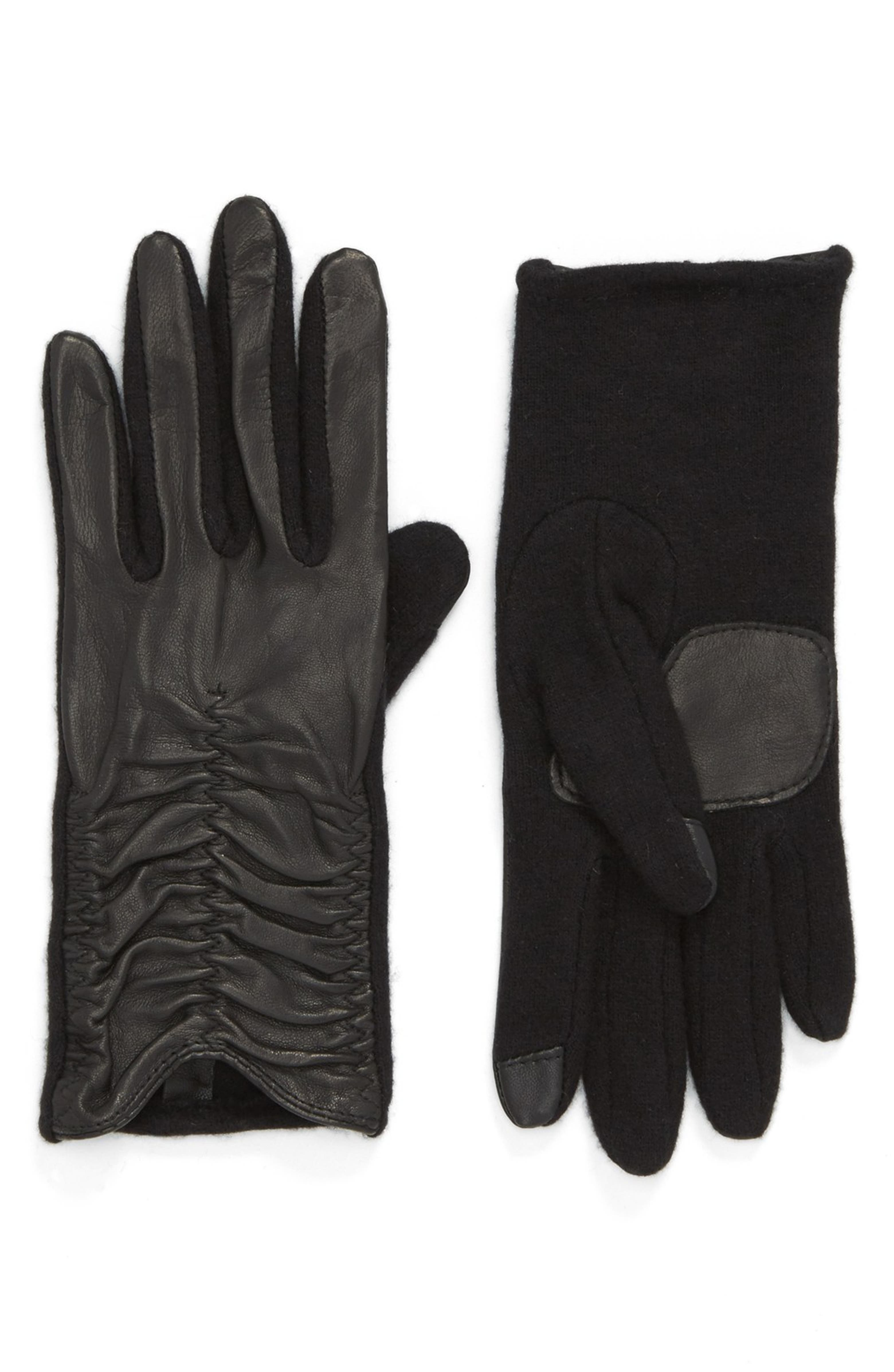Echo 'Touch' Ruched Leather Gloves | Nordstrom