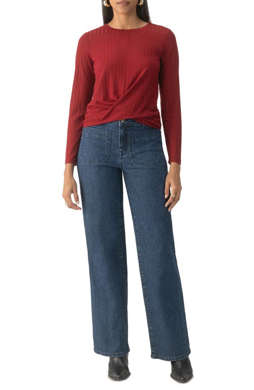 Sanctuary The Twist Front Rib Knit Top In Garnet