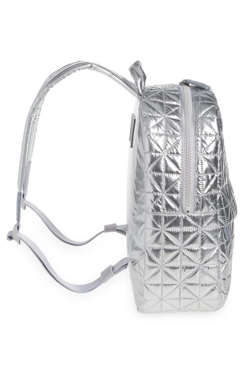 Veecollective Vee Water Repellent Quilted Nylon Backpack In Chrome Metallic