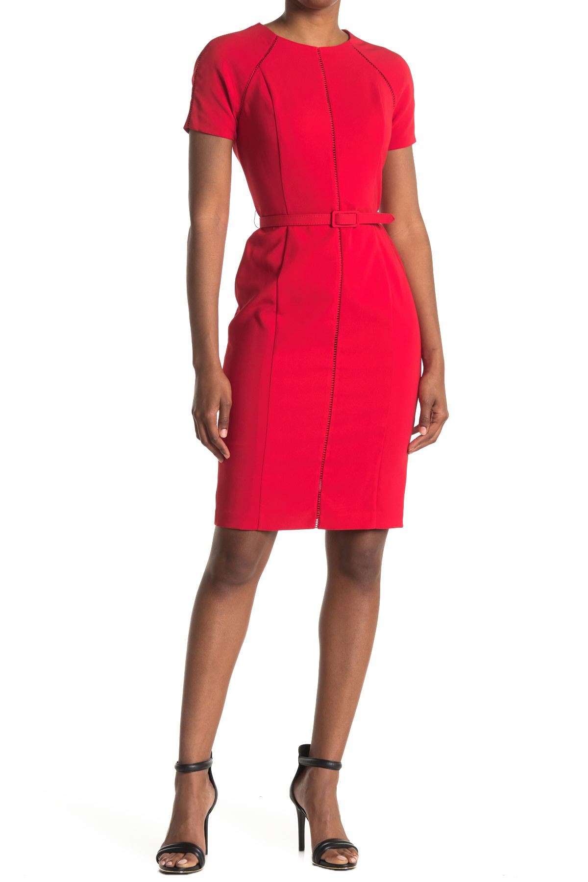 Maggy London Short Sleeve Belted Sheath Dress Nordstrom Rack