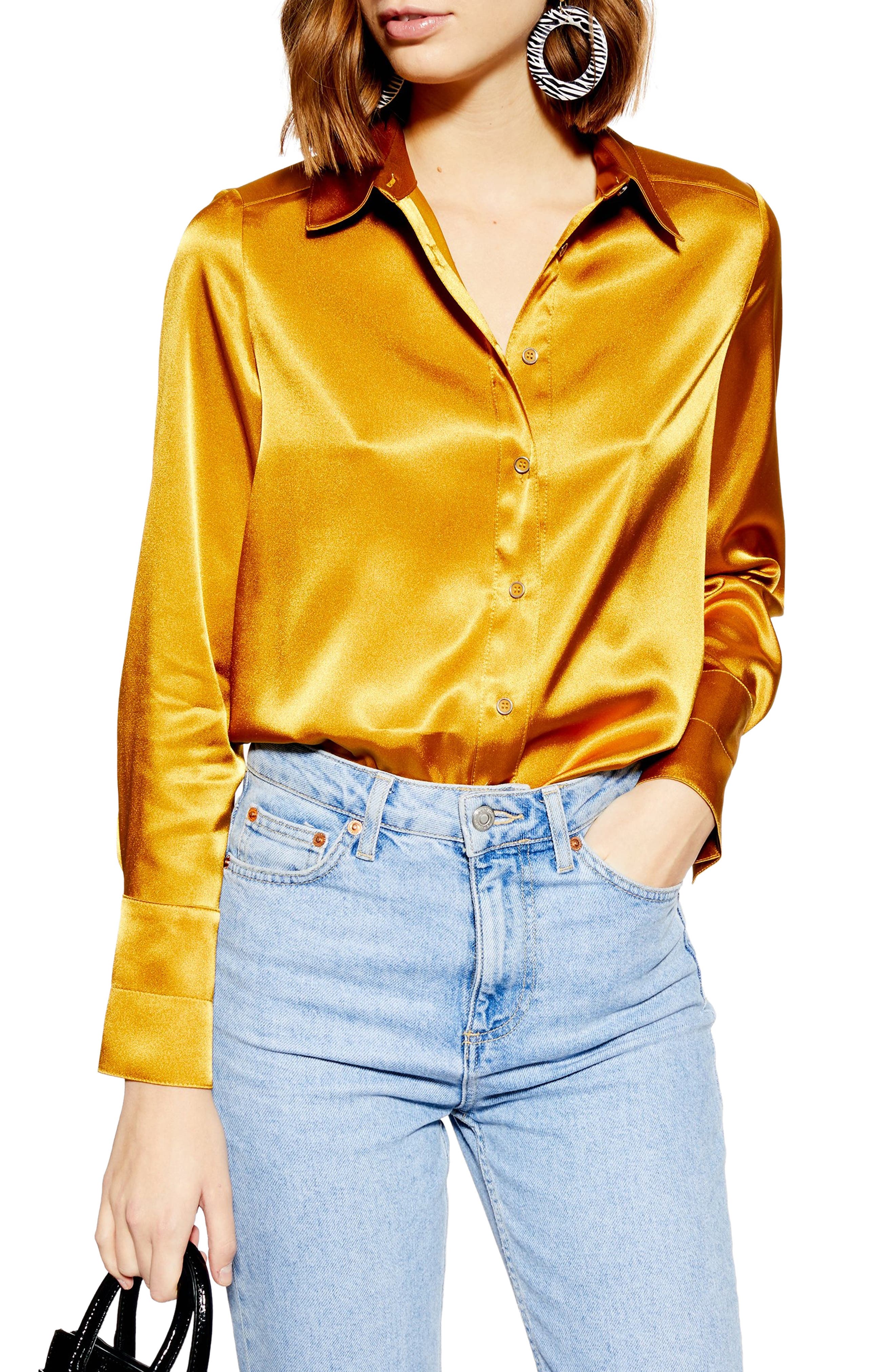 mustard satin blouse
