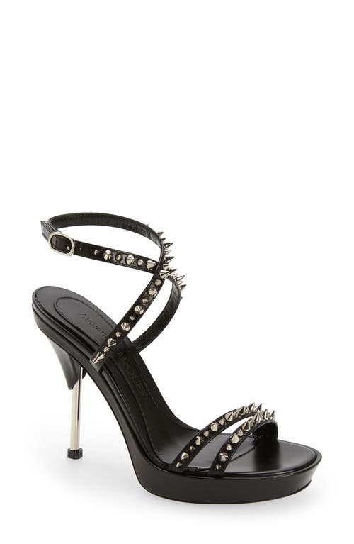 Alexander McQueen Punk Stud Platform Sandal in Black/Silver