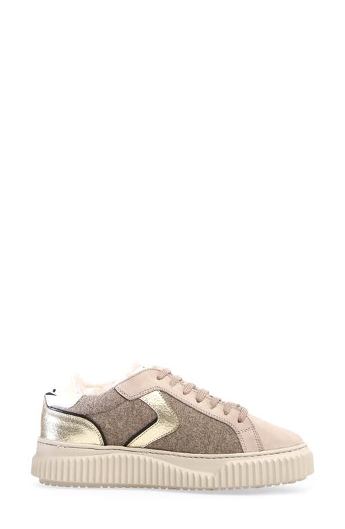 Shop Voile Blanche Lipari Geniune Shearling Lined Sneaker In Cream Beige