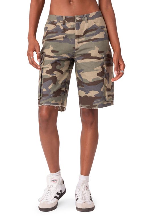 EDIKTED Low Rise Bermuda Shorts in Olive