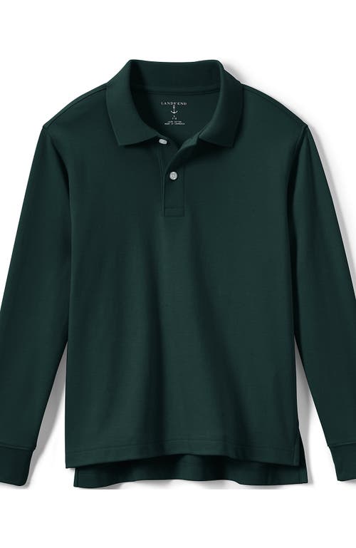 Shop Lands' End School Uniform Kids Long Sleeve Interlock Polo Shirt In Evergreen