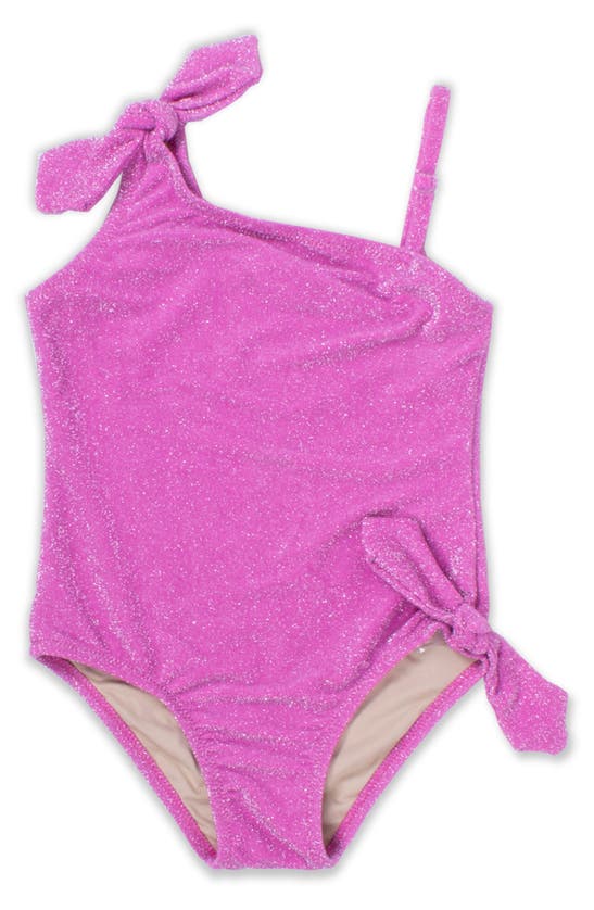 Shop Shade Critters Kids' Shimmer One-shoulder One-piece Swimsuit In Pink
