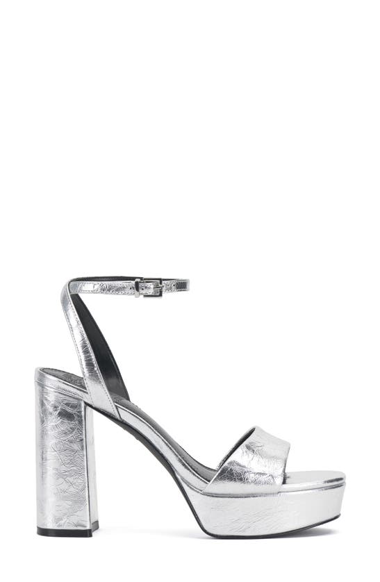 Vince Camuto Pendry Ankle Strap Platform Sandal In Silver Crackle Foil