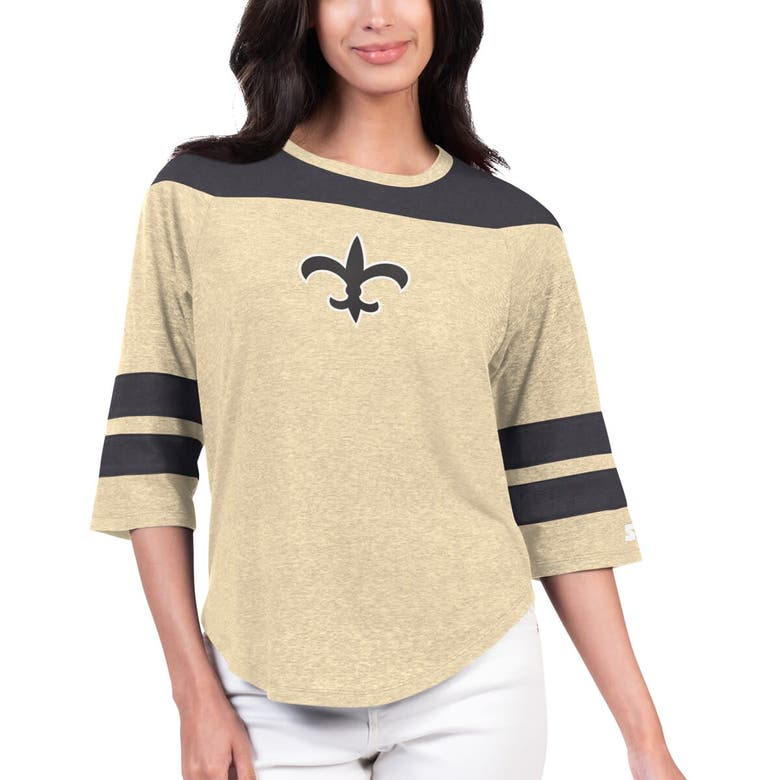 Shop Starter Gold New Orleans Saints Fullback Tri-blend 3/4-sleeve T-shirt