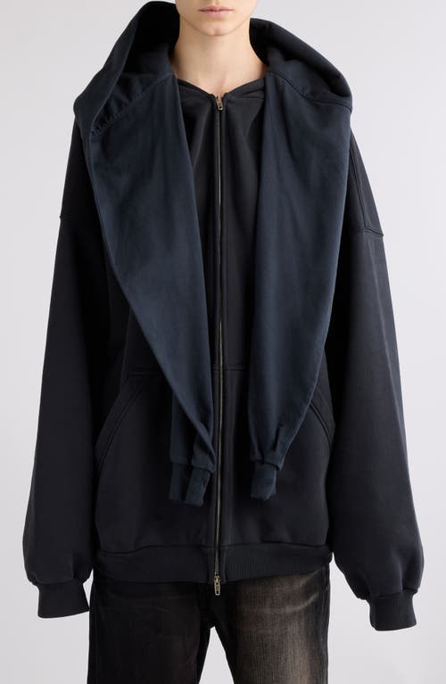 Balenciaga Unity Sports Icon Incognito Oversize Zip-Up Hoodie 4372 Ink/White at