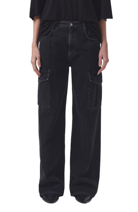 Express High Waisted Washed Black Utility Skinny Jeans, Women's