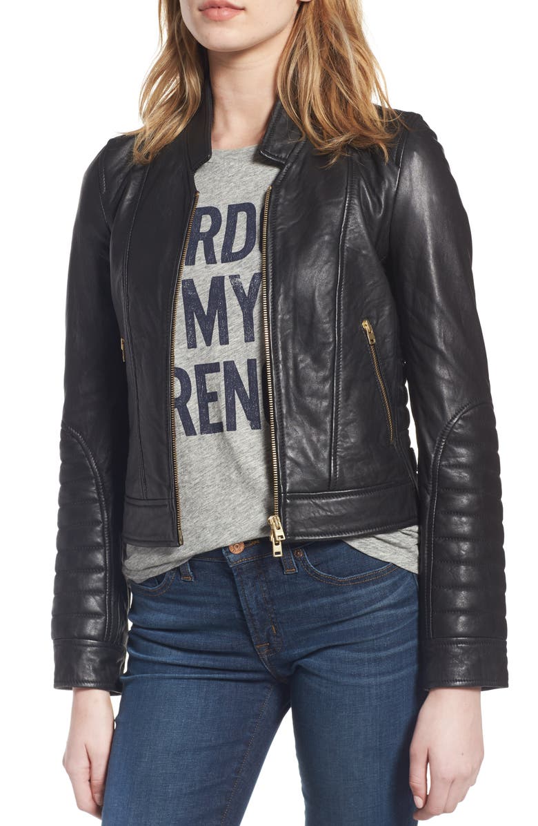 J.Crew Collection Stand Collar Leather Jacket | Nordstrom