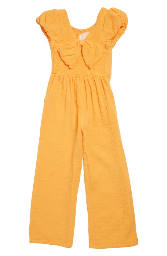 Shop Peek Aren't You Curious Kids' Embroidered Cotton Jumpsuit In Orange