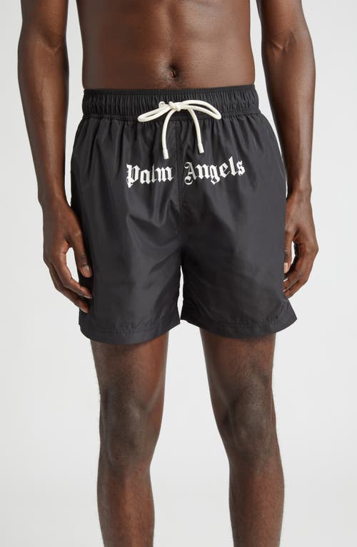 Palm Angels Classic Logo Swim Trunks in Black White