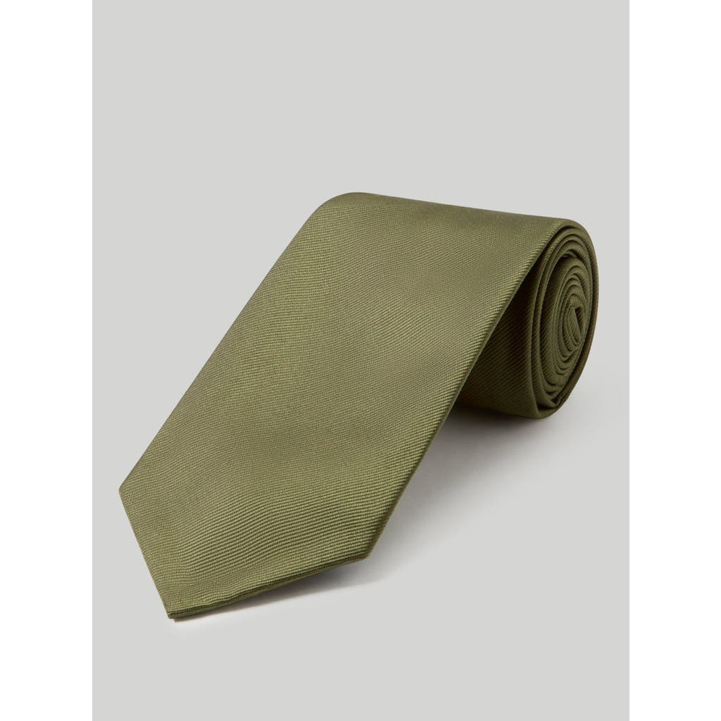 Robert Talbott Newman 7 Fold Solid Silk Necktie In Olive