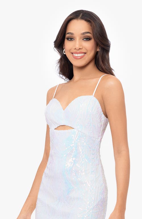 Blondie Nites Sequin Keyhole Minidress In White