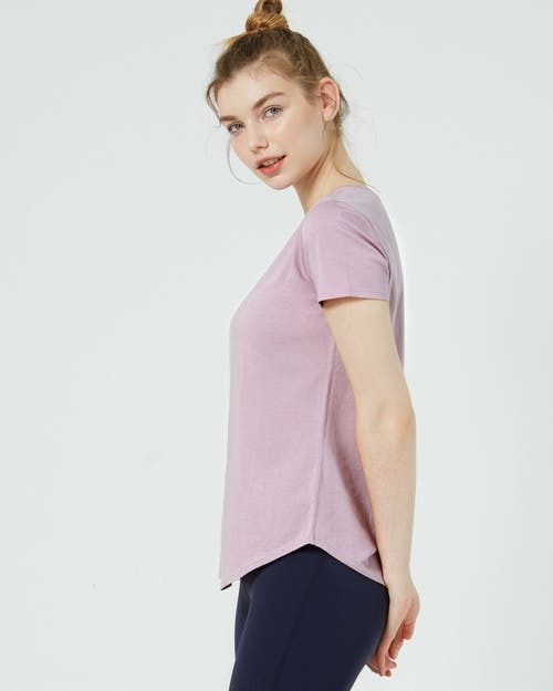 Rebody Active Rebody Essentials Scooped Short Sleeve Top In Stone Mauve