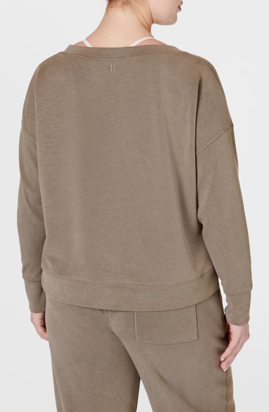 Shop Sweaty Betty Sand Wash Cloudweight Sweatshirt In Dark Timber Brown