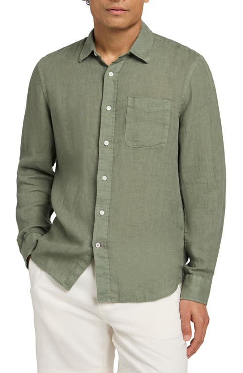Faherty Laguna Linen Shirt In Green