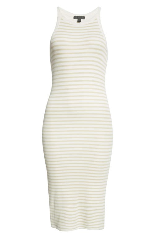 Shop Atm Anthony Thomas Melillo Stripe Rib Tank Dress In Chalk/morning Mist