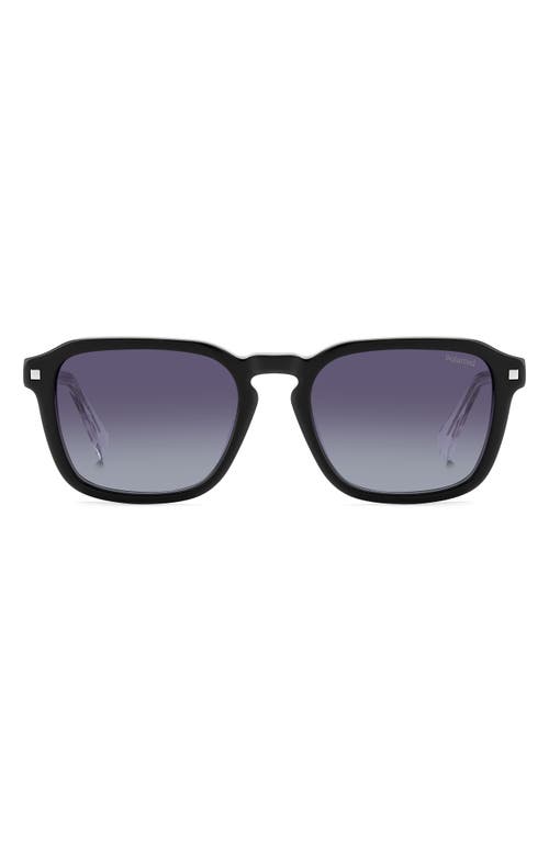 53mm Polarized Rectangular Sunglasses in Black Beige/Gray Sf Polarized