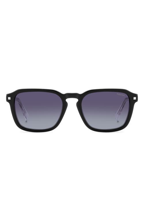 Polaroid 53mm Polarized Rectangular Sunglasses In Black Beige/gray Sf Polarized