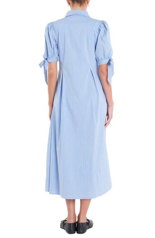 Shop English Factory Godet Stripe Dress In Powder Blue