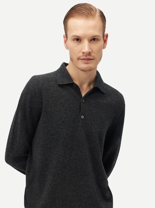 Shop Gobi Cashmere Polo Neck Sweater In Charcoal