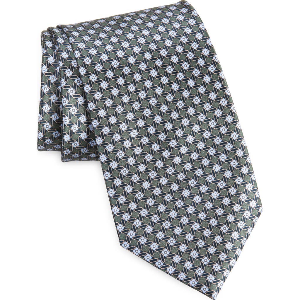 Brioni Geometric Print Silk Tie In Gray