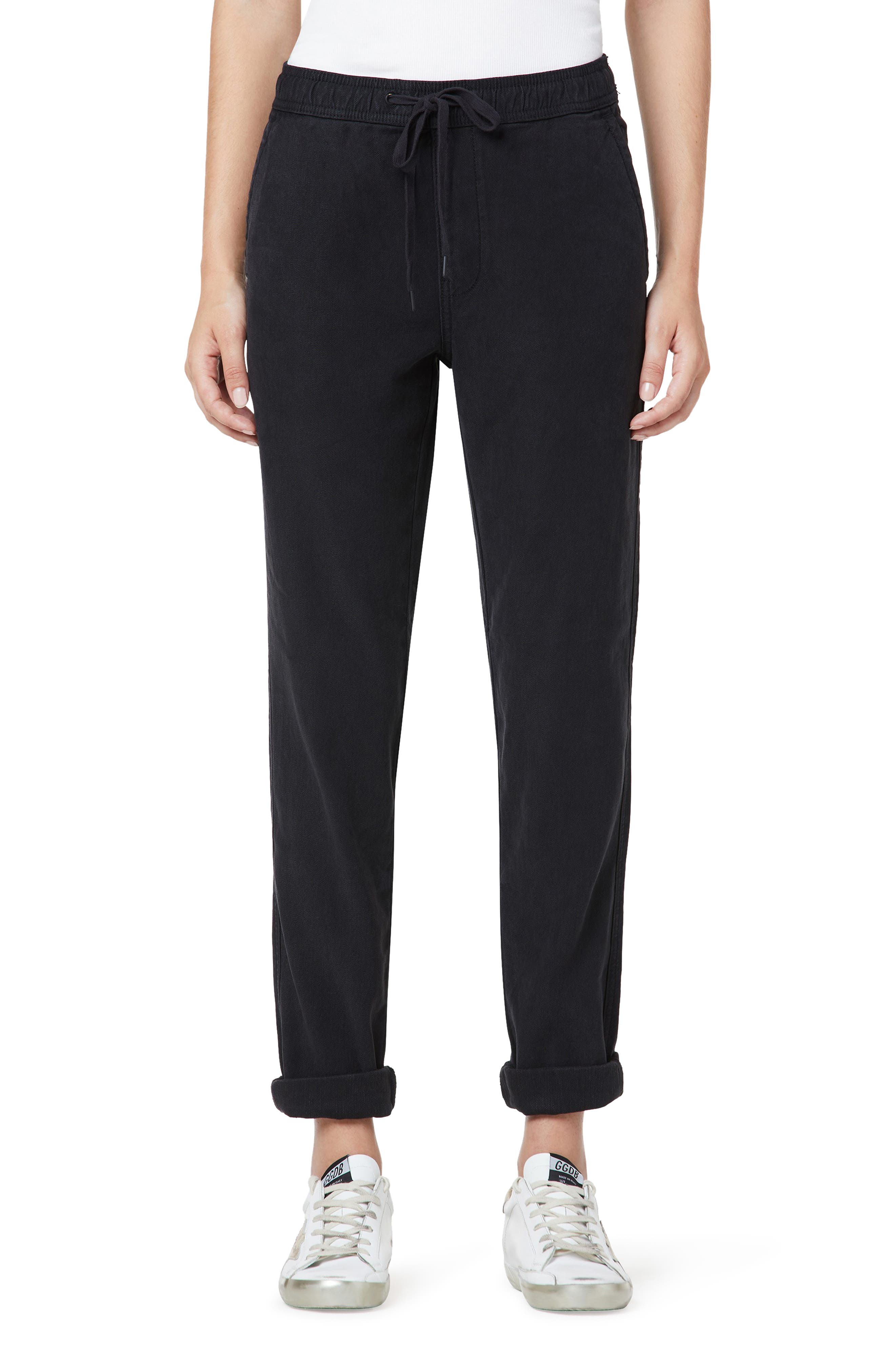 women's black linen dress pants