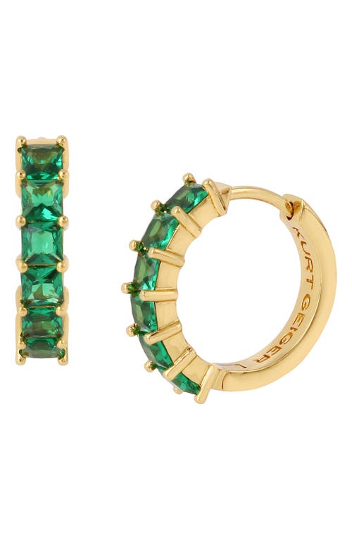 Crystal Huggie Hoop Earrings in Emerald