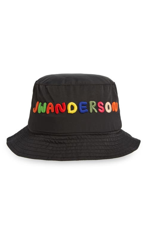 JW Anderson Logo Embroidered Bucket Hat in Black at Nordstrom, Size Small
