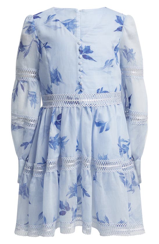 Shop Bardot Junior Kids' Venice Floral Long Sleeve Fit & Flare Dress In Water Floral