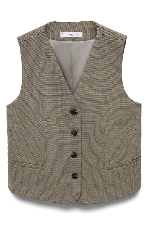 Shop Mango Liam Houndstooth Microcheck Vest In Khaki