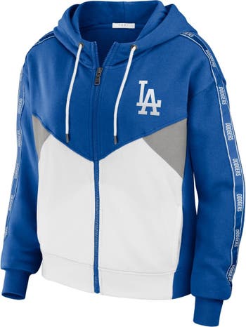 Women's Wear by Erin Andrews Royal/White Los Angeles Dodgers Color Block Full-Zip Hoodie Size: Small