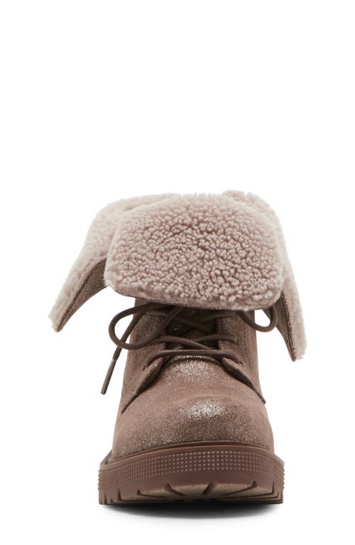 Shop Steve Madden Jgunner Fleece Collar Lace-up Bootie In Taupe