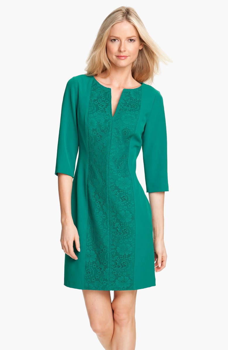 Adrianna Papell Lace Inset Crepe Dress | Nordstrom