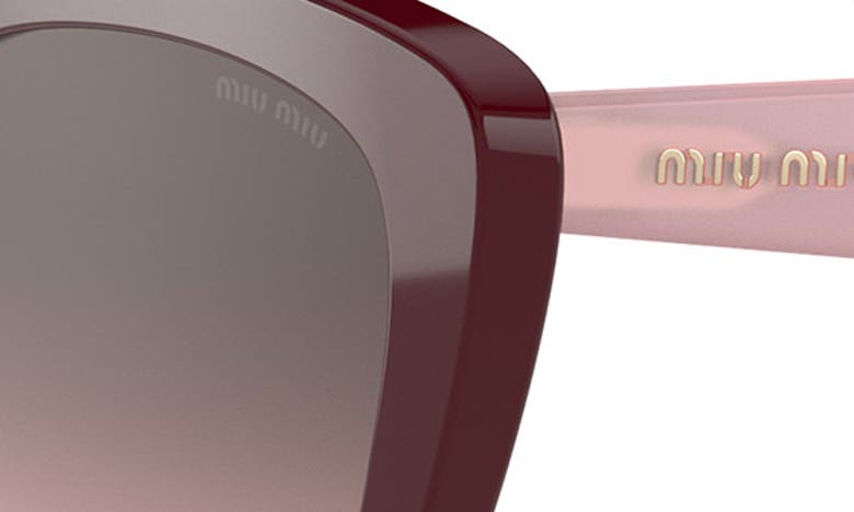 Miu Miu 55mm Gradient Cat Eye Sunglasses In Bordeaux / Pink Gradient Grey