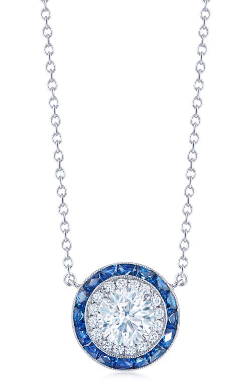 Kwiat Diamond & Sapphire Halo Pendant Necklace in White 0.95 Cts at Nordstrom, Size 16