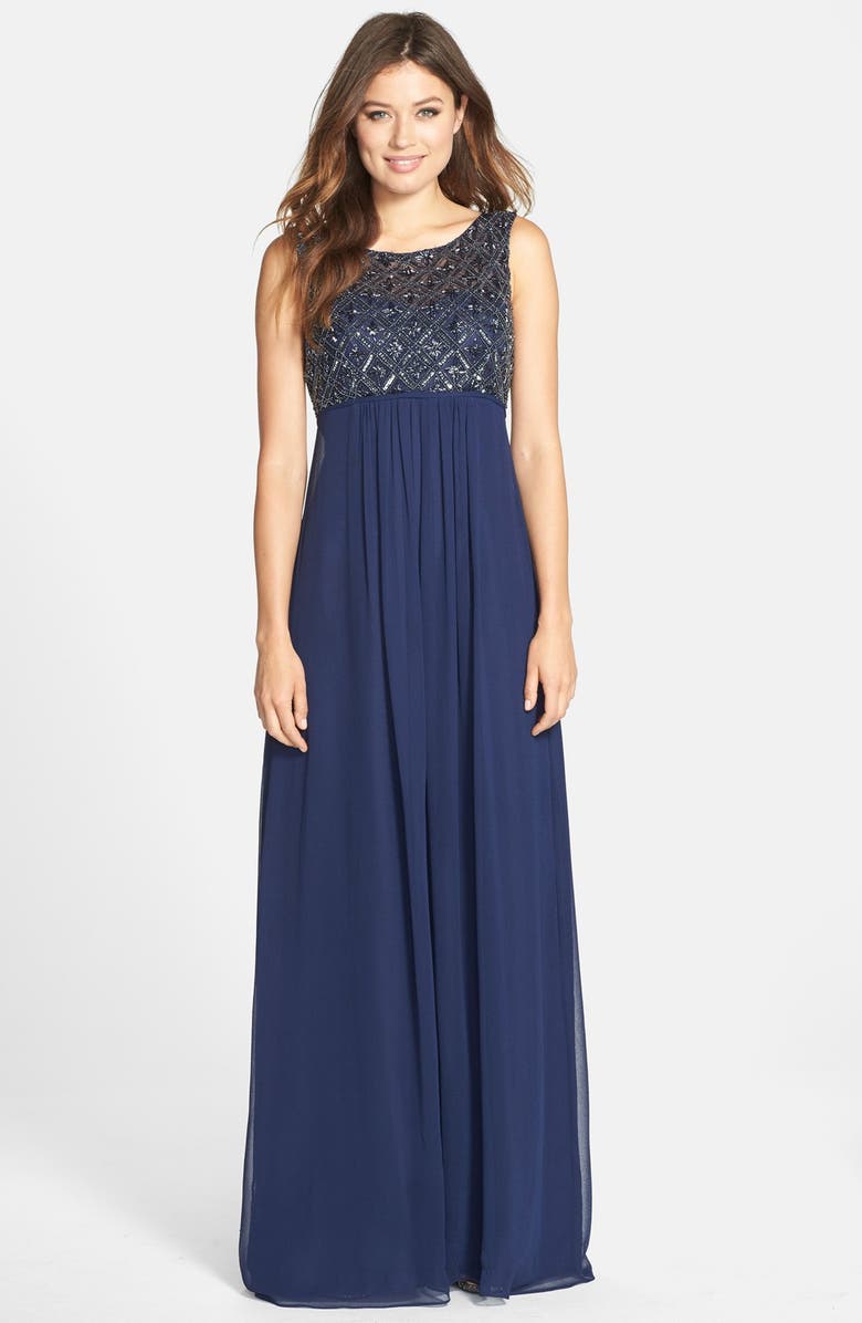 JS Boutique Beaded Empire Waist Gown | Nordstrom