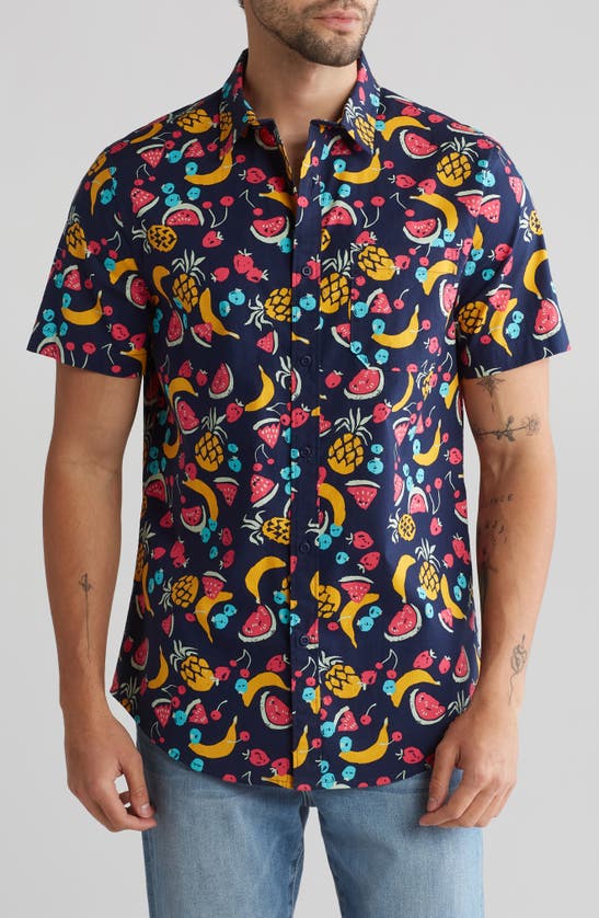 Abound Fruit Punch Short Sleeve Button-up Shirt In Navy League Fruit Punch