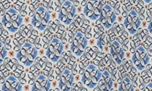 Shop Max Studio Notch Neck Flutter Sleeve Blouse In Cream/blue Geo Print